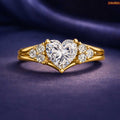 Zavera Heart Shape Diamond Gold Plated Adjustable Ring