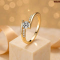 Zavera Gold Plated Open Solitaire Adjustable Ring