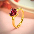 Gold Plated Ruby Heart Adjustable Ring