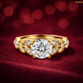Zavera Gold Plated Floral Crown Solitaire Adjustable Ring