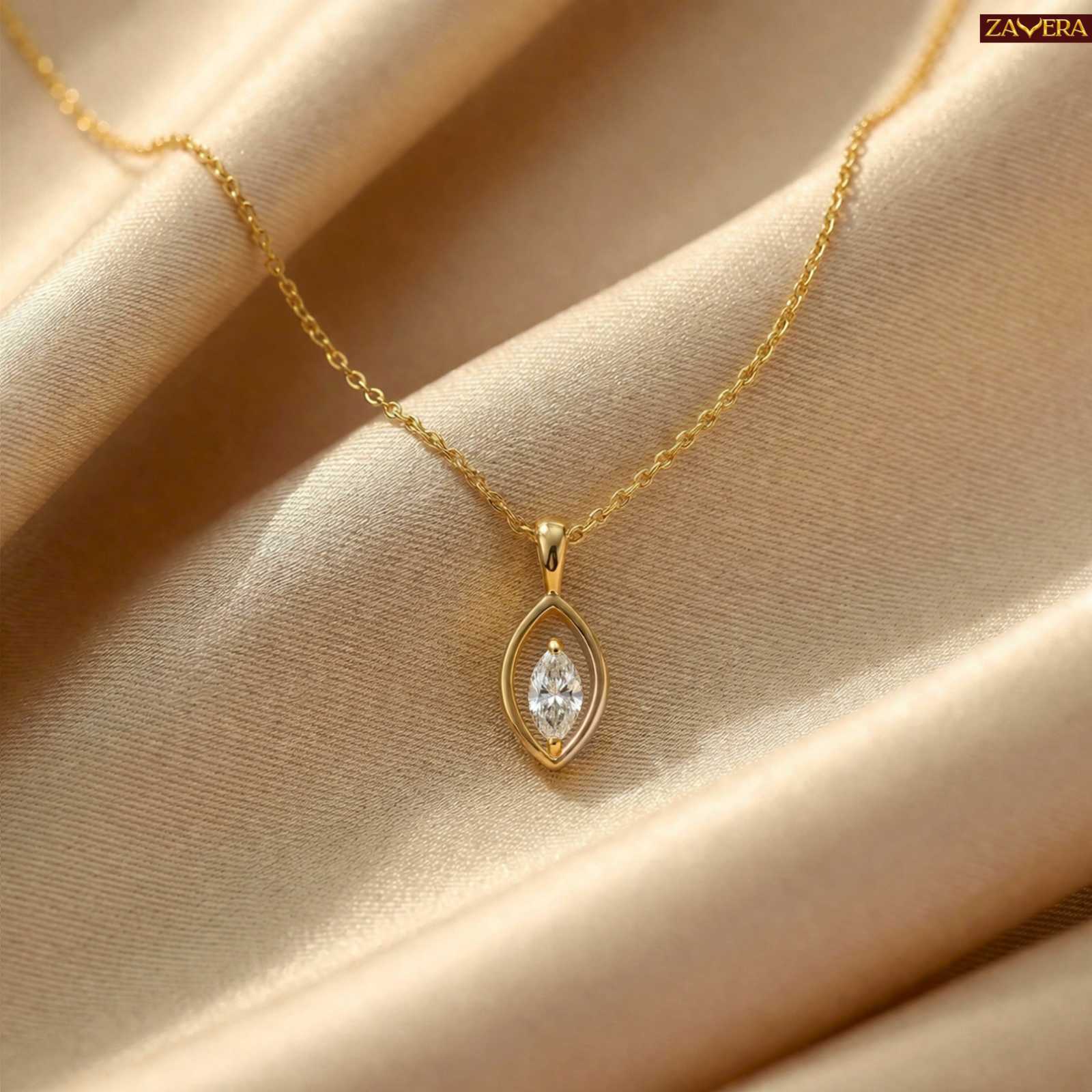 Zavera Oval Shape Crystal Pendant Gold Plated