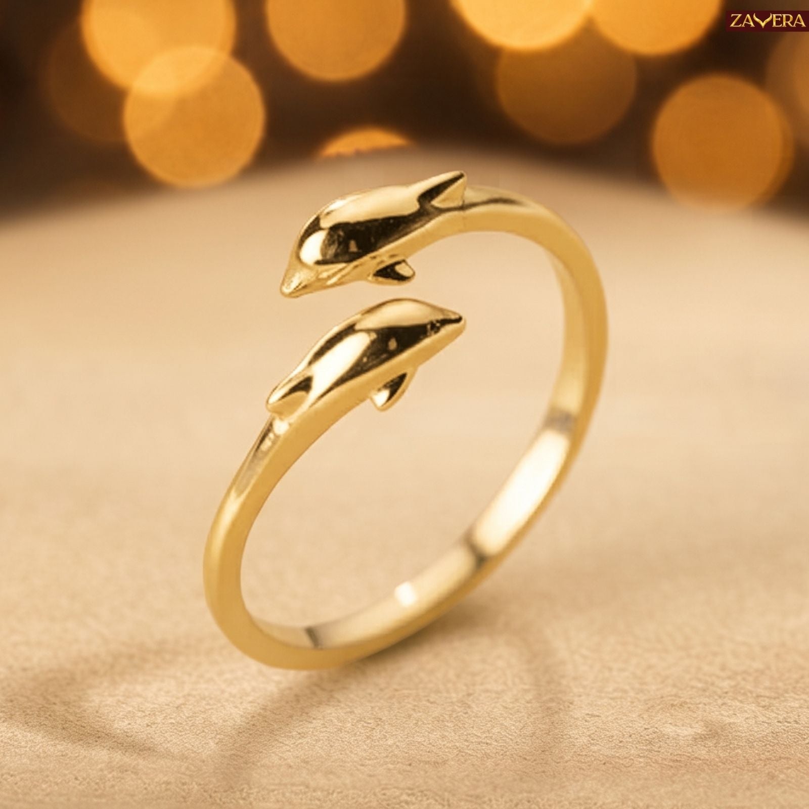 Zavera Brass 22K Minimalist Open Band Statement Gold Plated Ring For Women