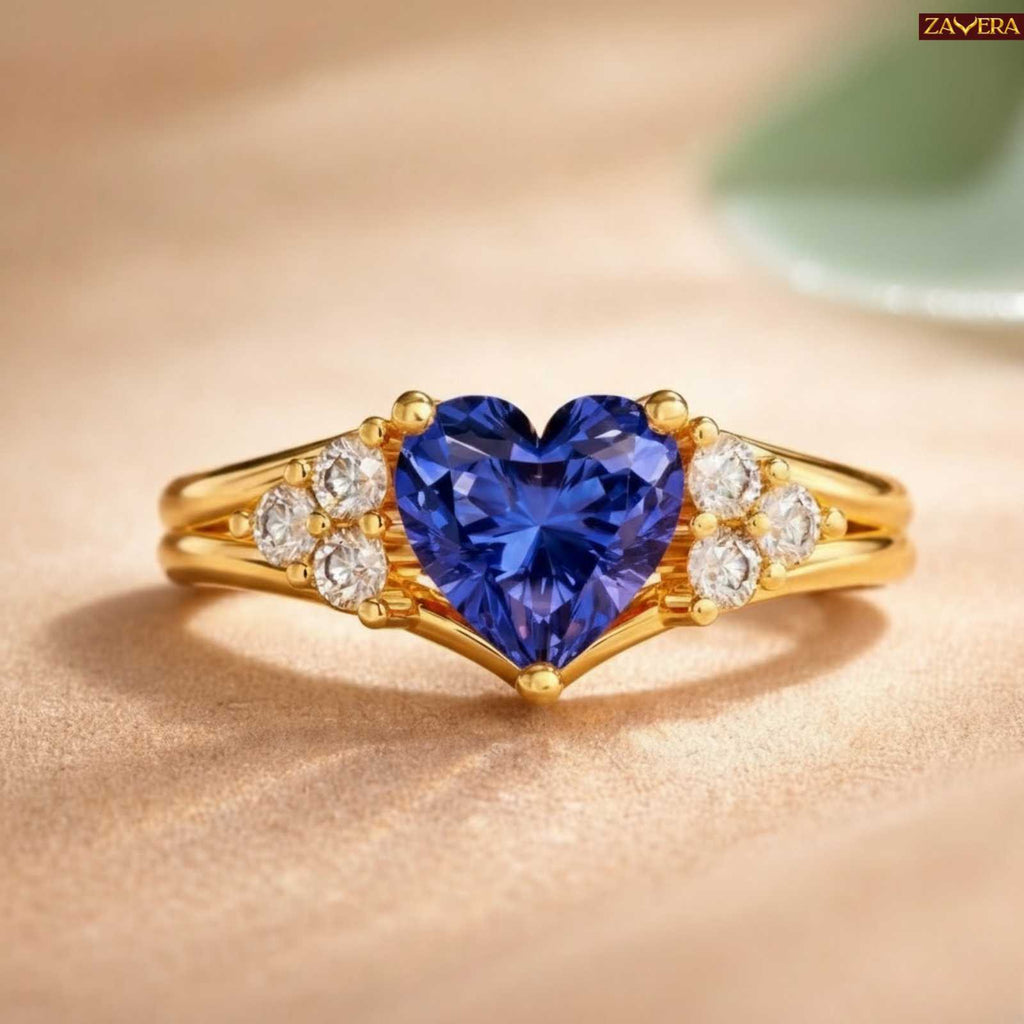 Crystal Love Sapphire AD Heart Adjustable Engagement Ring