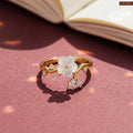 Zavera Gold Plated Pearl Flower Adjustable Ring