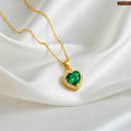 Zavera Gold Plated Emerald Heart Halo Pendant