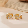 Double Leaf Gold Plated Hoop Earrings For Women