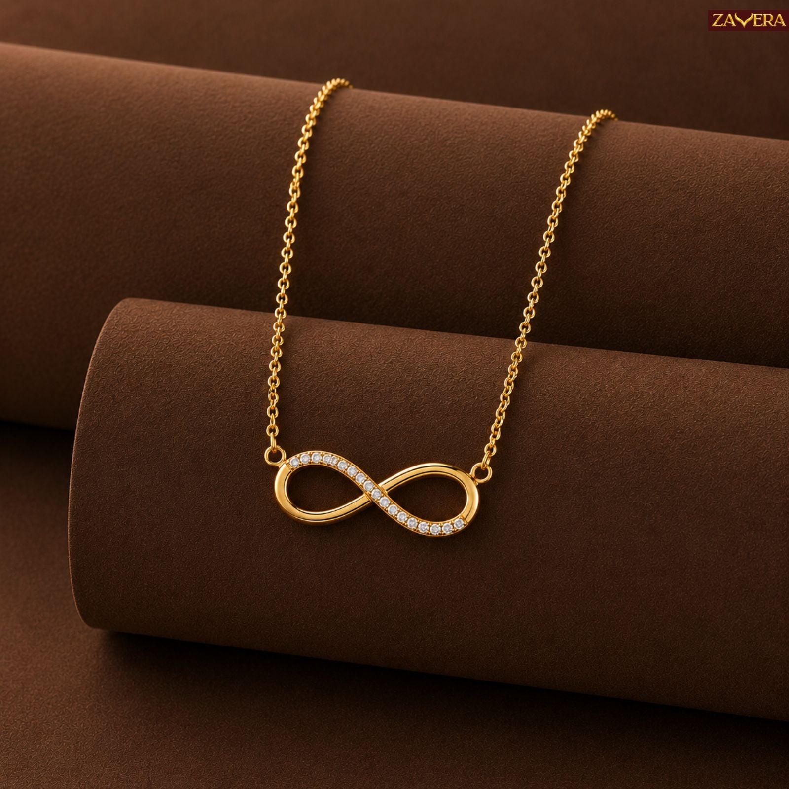 Zavera Gold Plated Eternal Infinity Pendant For Women