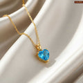Zavera Blue Heart Shape Crystal Pendant Gold Plated