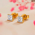 Zavera Princess Solitaire Gold Plated Stud Earrings