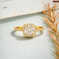 Zavera Gold Plated Halo Stone Adjustable Ring