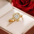Zavera Gold Plated Heart Halo Spark Adjustable Ring