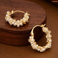 Classic Pearl Gold Plated Hoop Earrings For Women