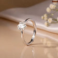 Zavera Silver Plated Classic Round Solitaire Adjustable Ring