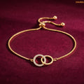 Zavera Gold Plated American Diamond Interlocking Circle Bracelet for Women