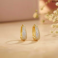 Pave Crystal Gold Plated Hoop Earrings For Women