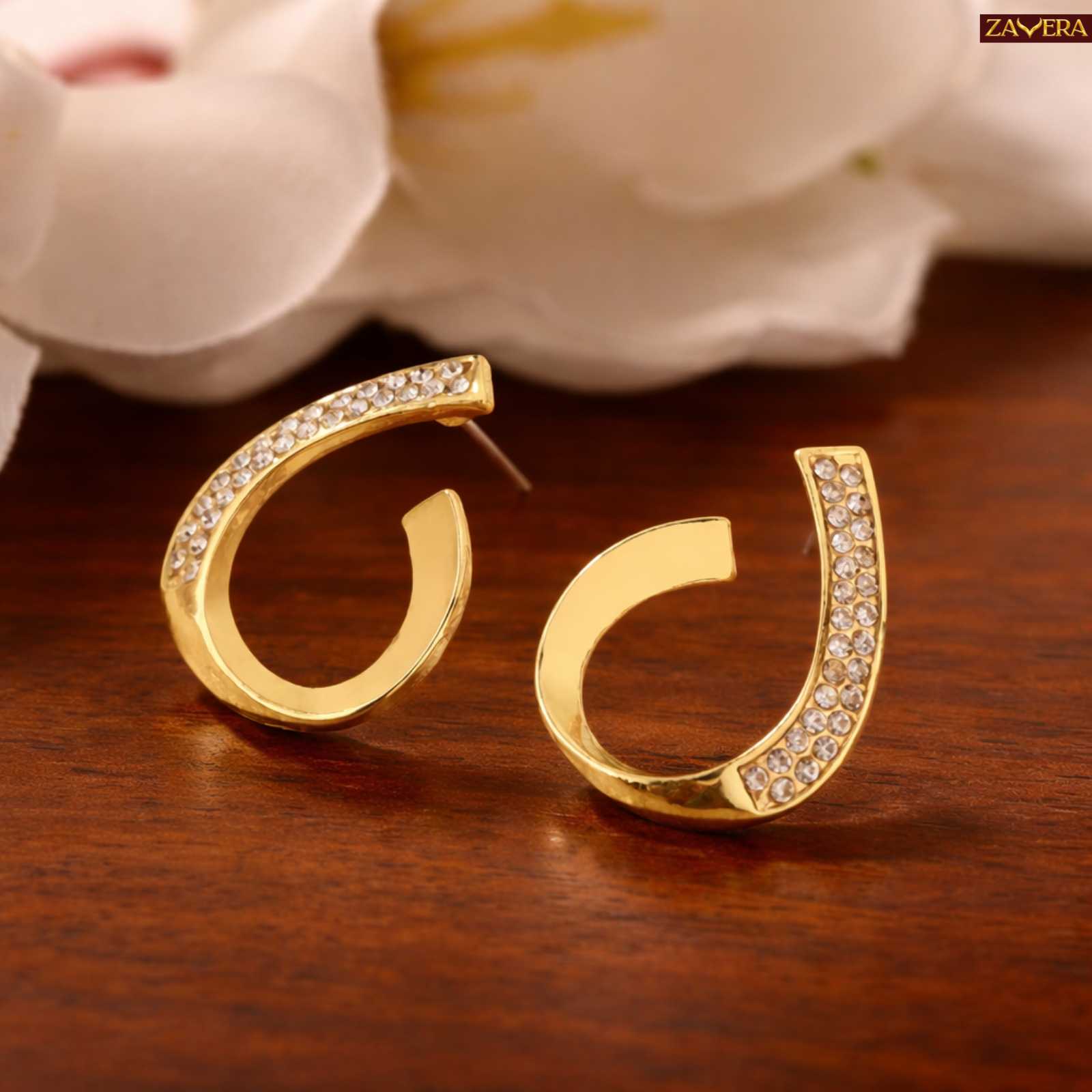 Line Gold Plated C Hoop Earrings For Women