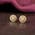 Zavera Circular Cluster Gold Plated Stud Earrings