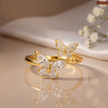Zavera Gold Plated Butterfly Floral Adjustable Ring