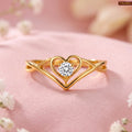 Gold Plated Sterling Silver V-Shape Heart Adjustable Ring