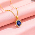 Zavera Gold Plated Blue Stone Pendant For Women