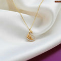 Zavera Swan Design Diamond Gold Plated Pendant