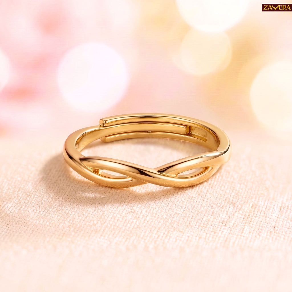 Zavera Brass 22K  Infinity Knot Gold Plated Ring For Women