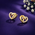 Zavera Intertwined Heart Gold Plated Stud Earrings