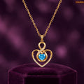 Zavera Gold Plated Blue Heart Crystal Pendant For Women