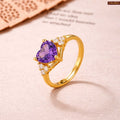 Gold Plated Royal Amethyst Diamond Love Adjustable Ring