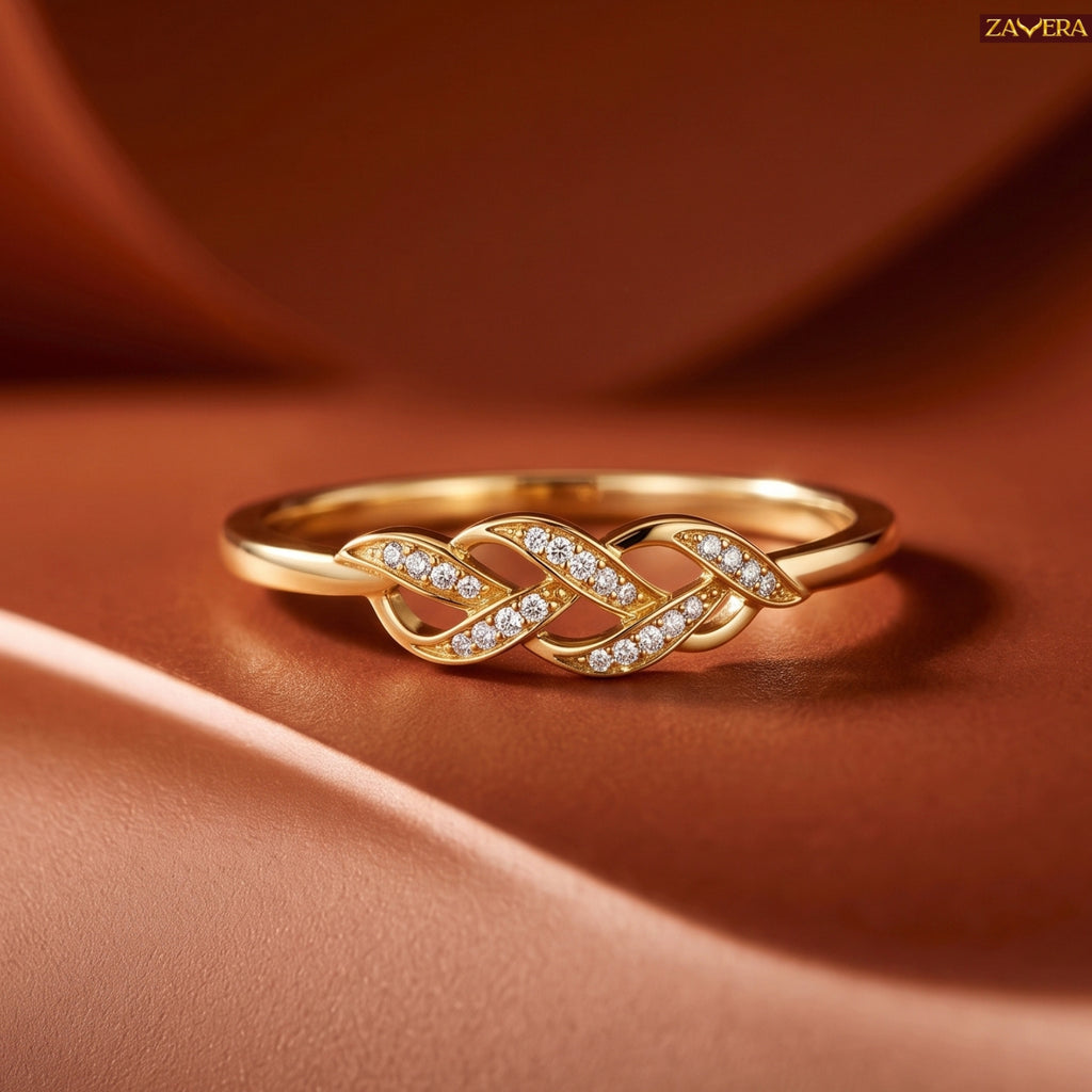 Zavera Brass 22K Infinity Knot Gold Plated Ring For Women