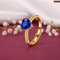 Gold Plated Timeless Heart & Sapphire Adjustable Ring