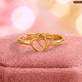 Zavera Brass 22K Elegant Double Heart Love Gold Plated Adjustable Ring For Women