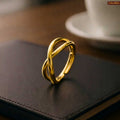 Zavera Men Twist Band Design Adjustable Ring Gold Plated