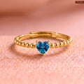 Zavera Brass 22K Gold Plated Blue Heart Ring For Women