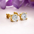 Zavera Brilliant Solitaire Gold Plated Stud Earrings