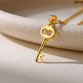 Gold Plated Key Pendant Necklace for Women Brass Chain Jewelry