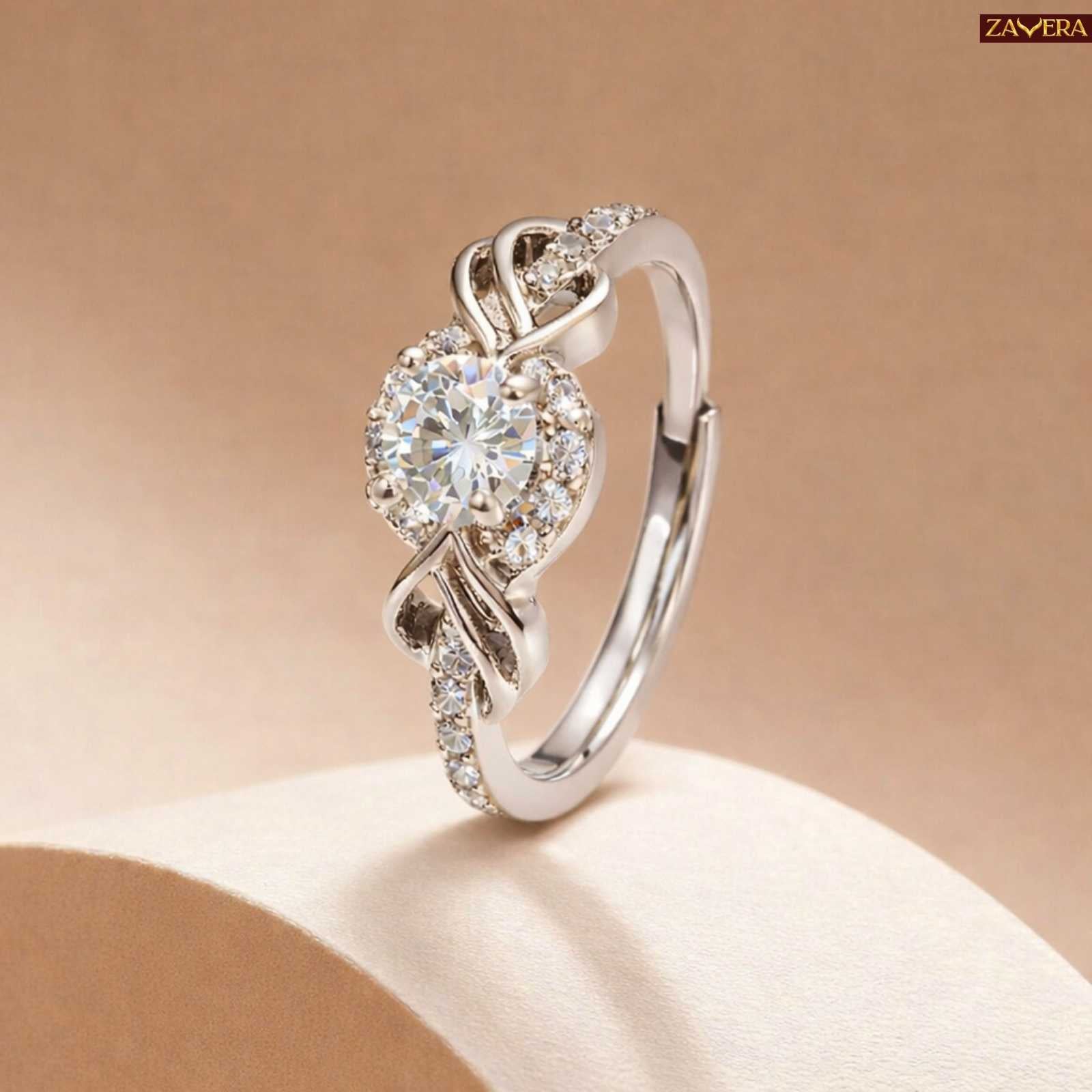 Zavera Silver Plated Twist Knot Halo Adjustable Ring