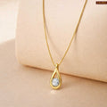 Gold Plated Teardrop Stone Pendant Necklace for Women