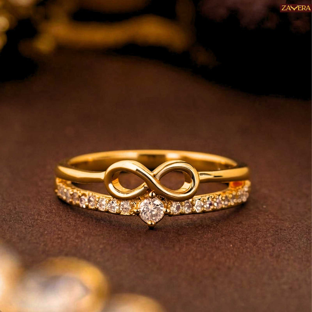 Zavera Gold Plated Infinity Crystal Adjustable Ring
