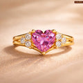 Zavera Gold Plated Pink  Heart Accent Adjustable Ring