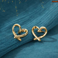 Elegant Love Heart Gold Plated Stud Earrings For Women
