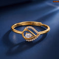 Zavera Brass 22K Teardrop Halo Gold Plated Leaf Ring For Women