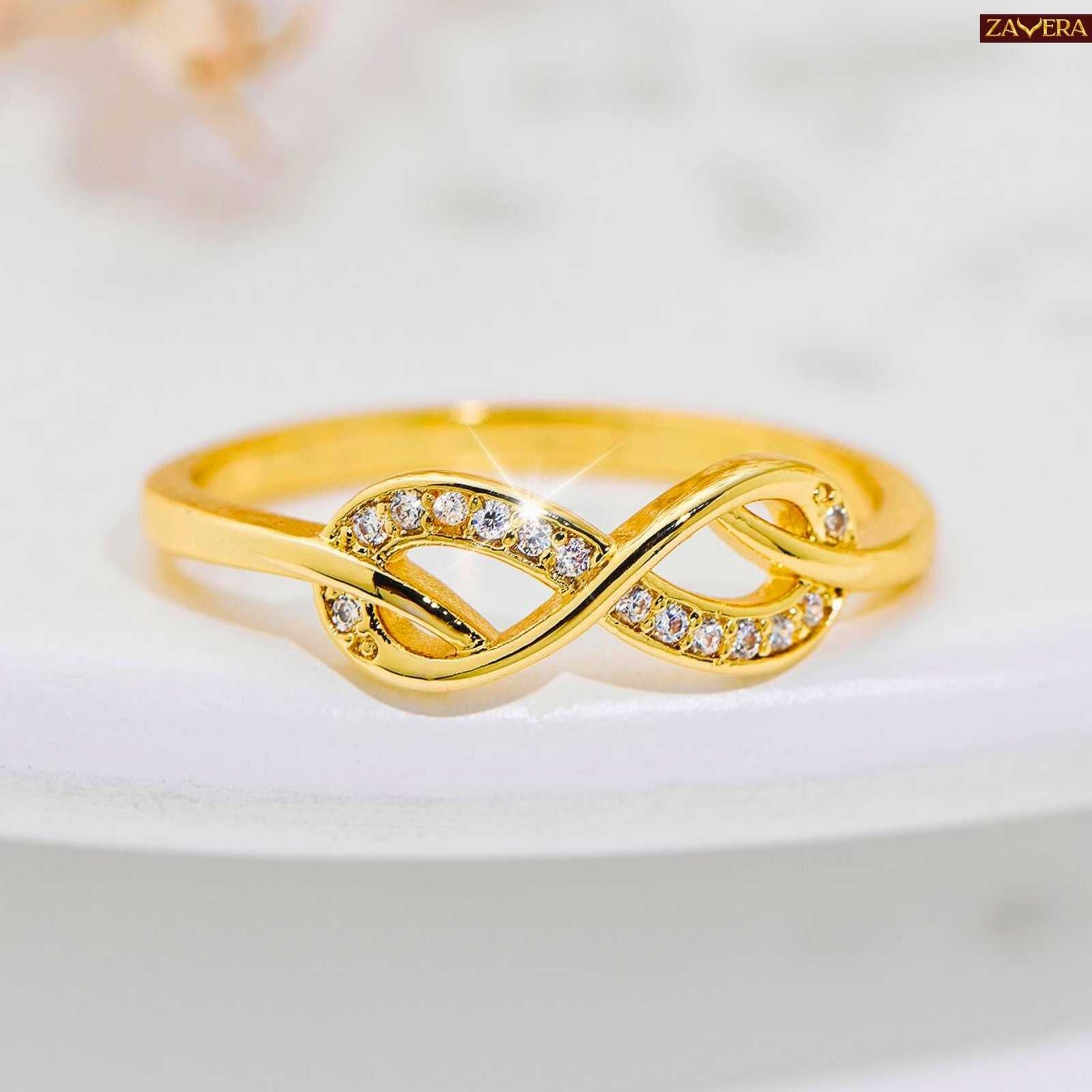 Zavera Gold Plated Twisted Infinity Adjustable Ring