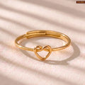 Zavera Brass 22K  Love Knot Heart Gold Plated Ring For Women