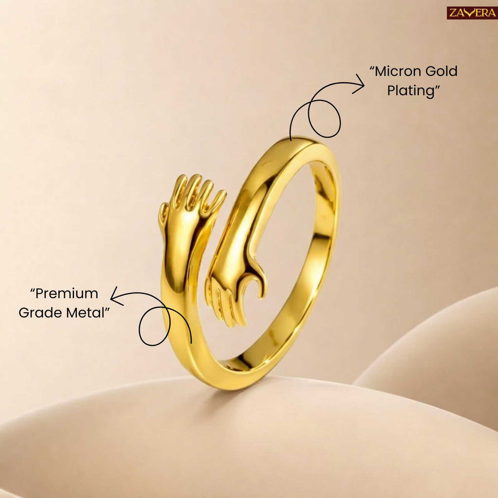 Cozy Hug Pure Gold Plated Adjustable  Ring
