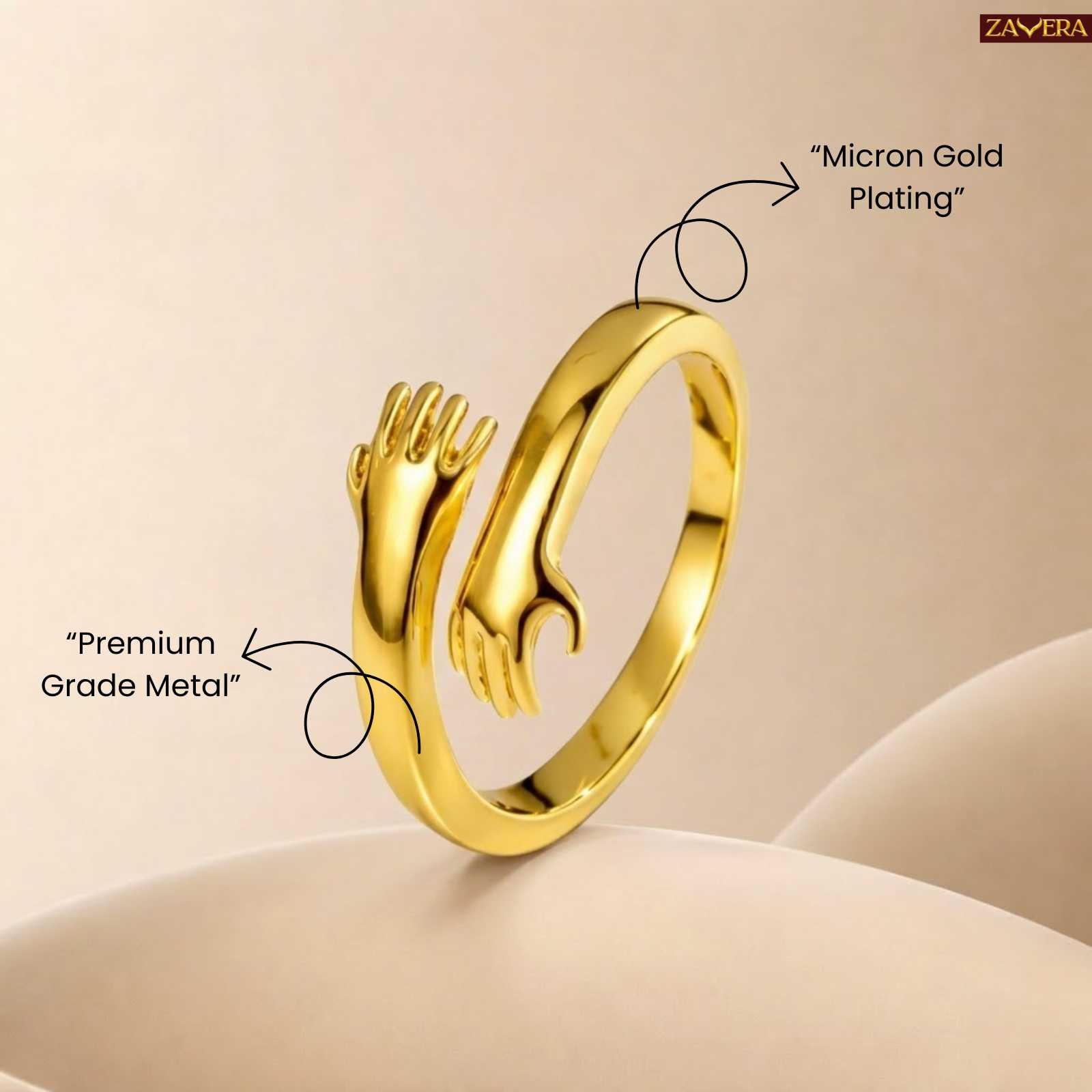Cozy Hug Pure Gold Plated Adjustable  Ring