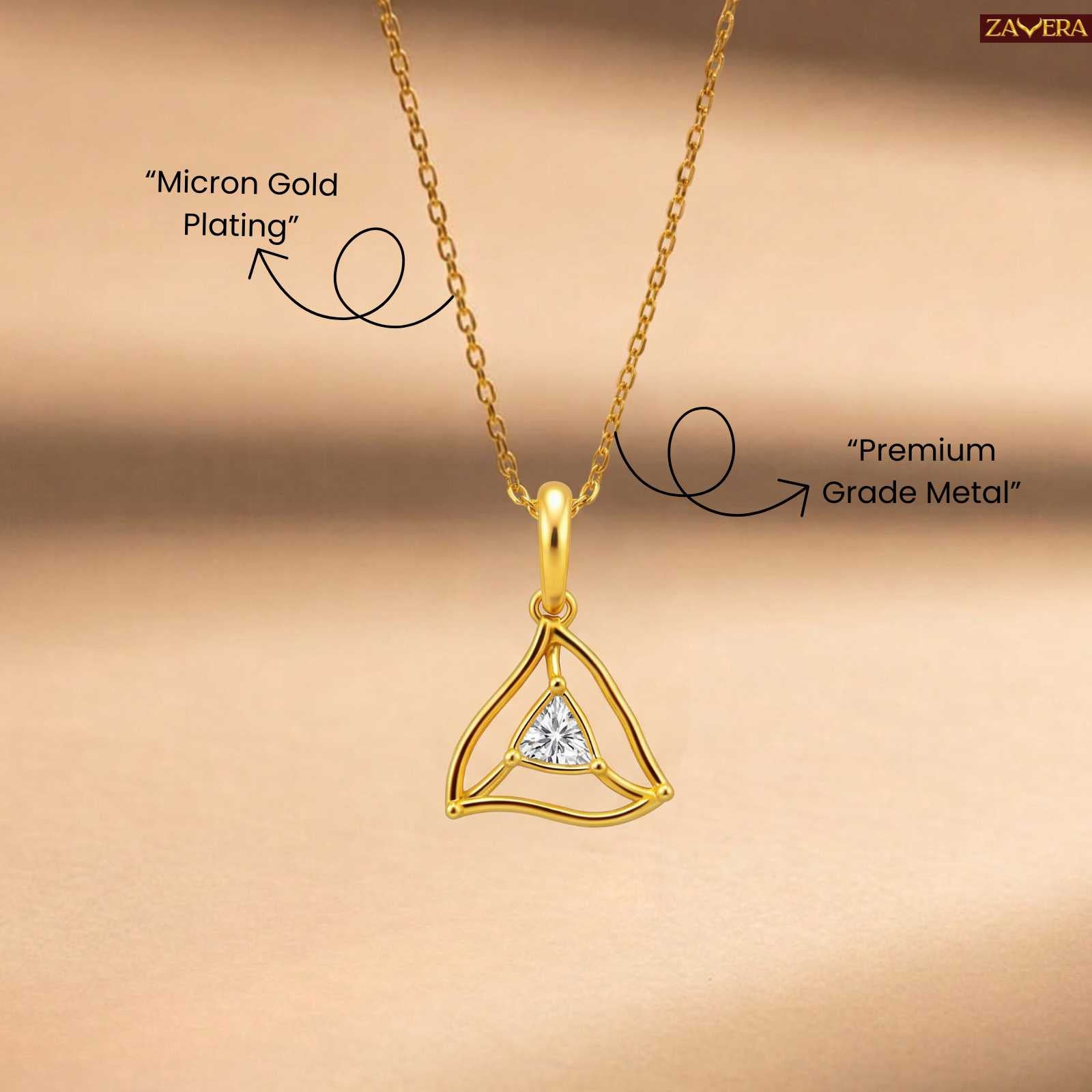 Zavera Triangle Minimal Design Pendant Gold Plated