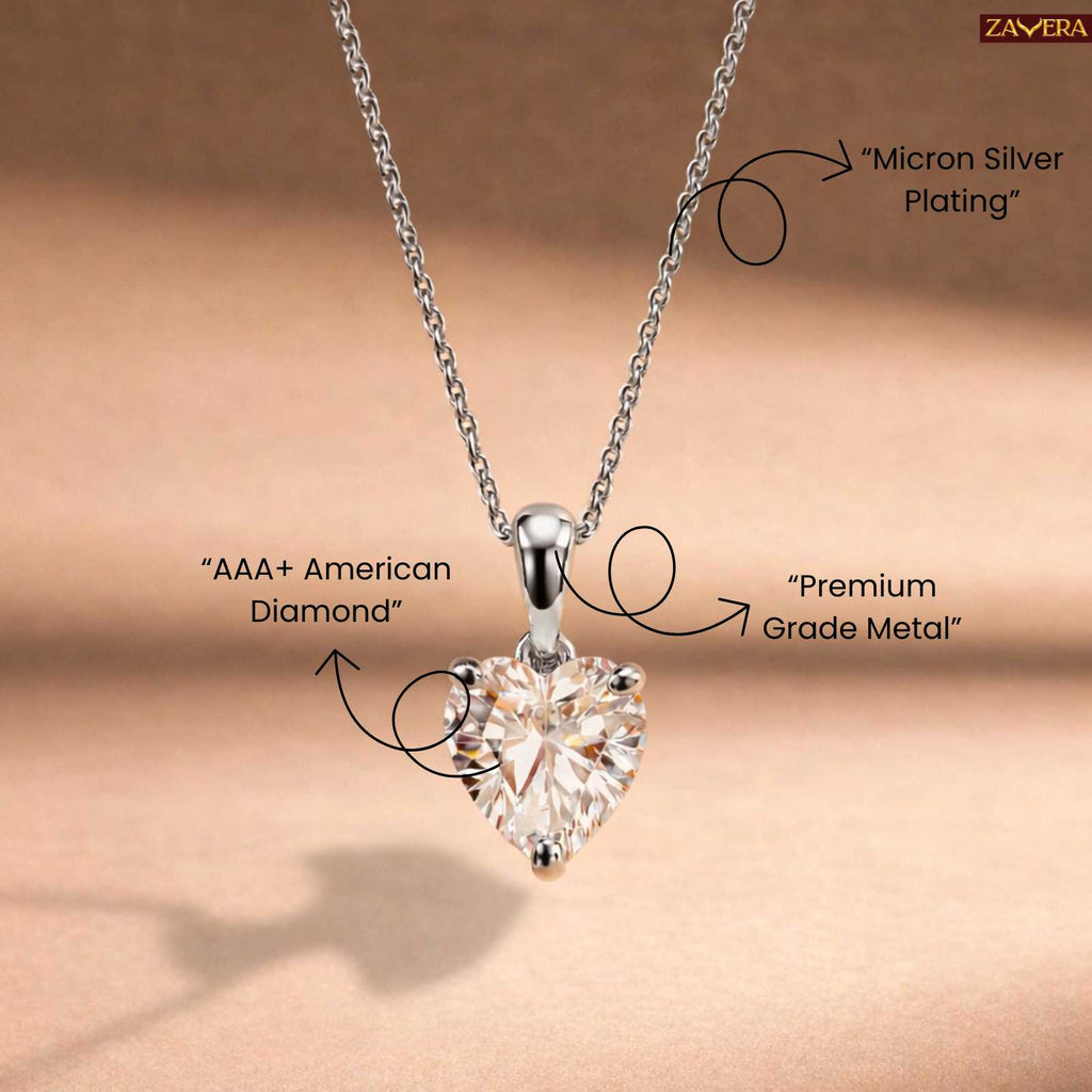 Silver Plated Heart Stone Adjustable Pendant for Women