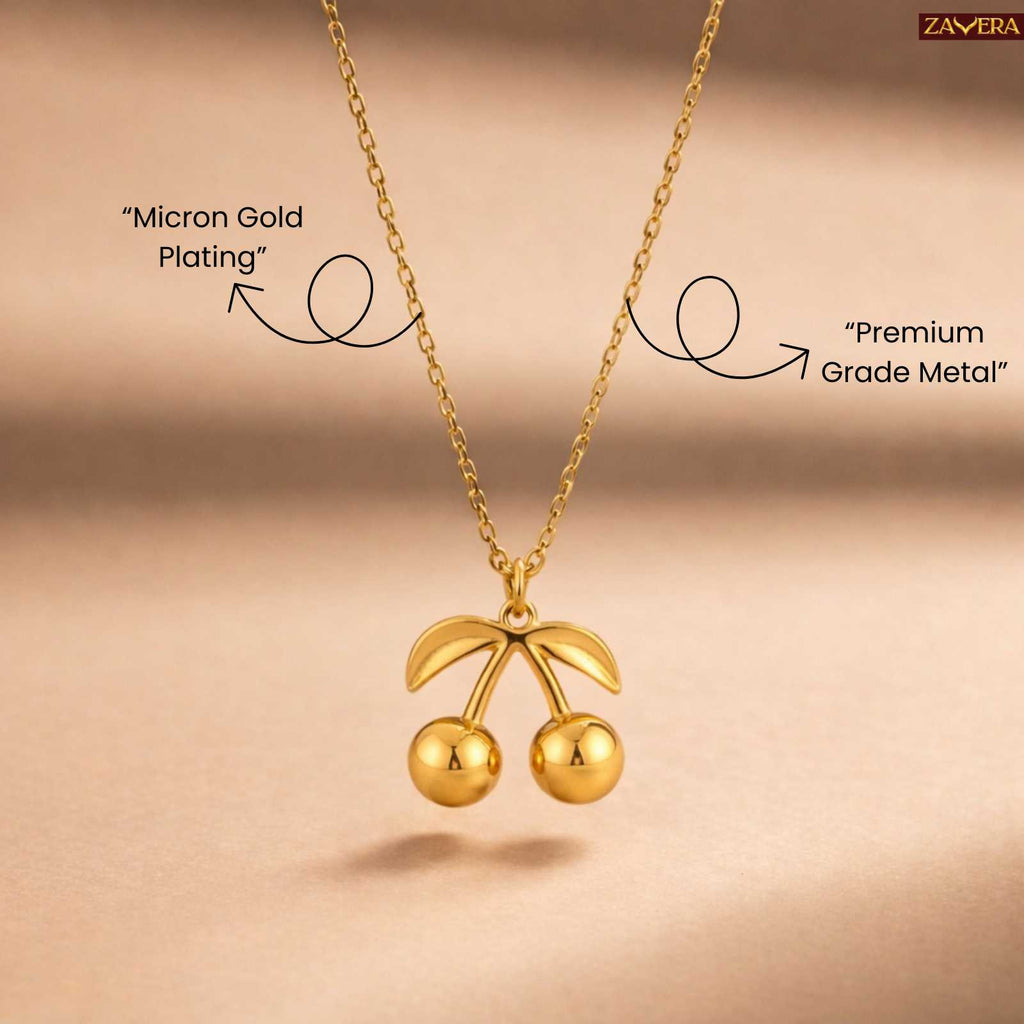 Sweet Cherry Gold Plated Pendant For Women