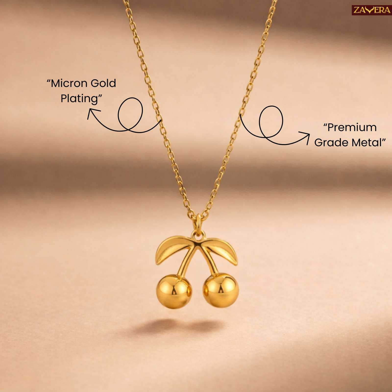 Sweet Cherry Gold Plated Pendant For Women
